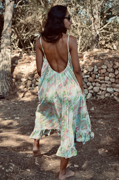 BOHO HORIZONTE – Women's Long Boho Dress (Silk-Feel Polyester, Lightweight)