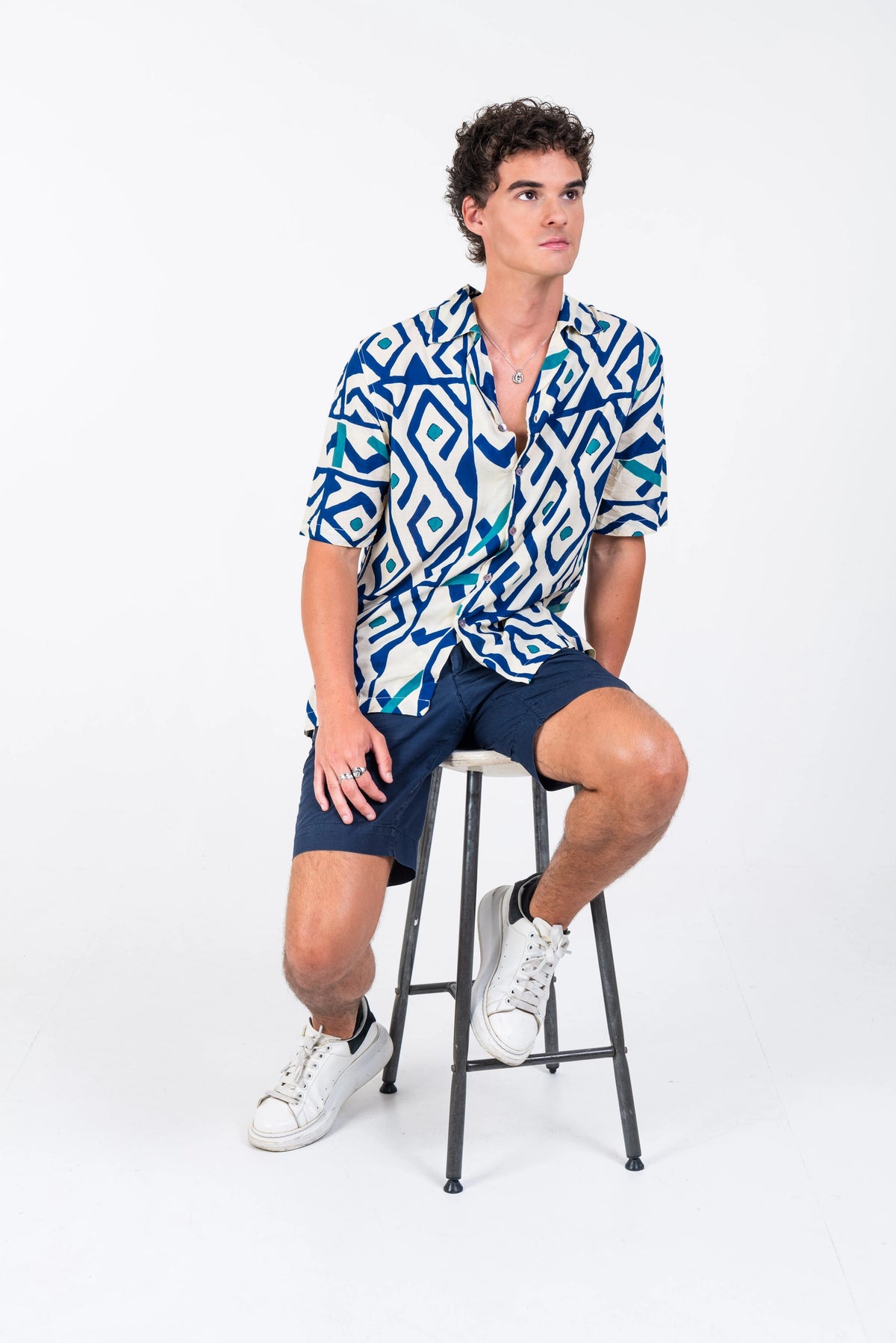 BOHO ALGARROBO – Men's Short-Sleeve Rayon Shirt (Boho Print, S–3XL)