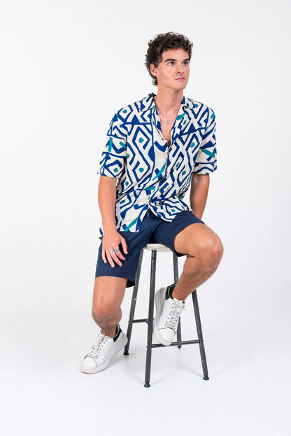 BOHO ALGARROBO – Men's Short-Sleeve Rayon Shirt (Boho Print, S–3XL)