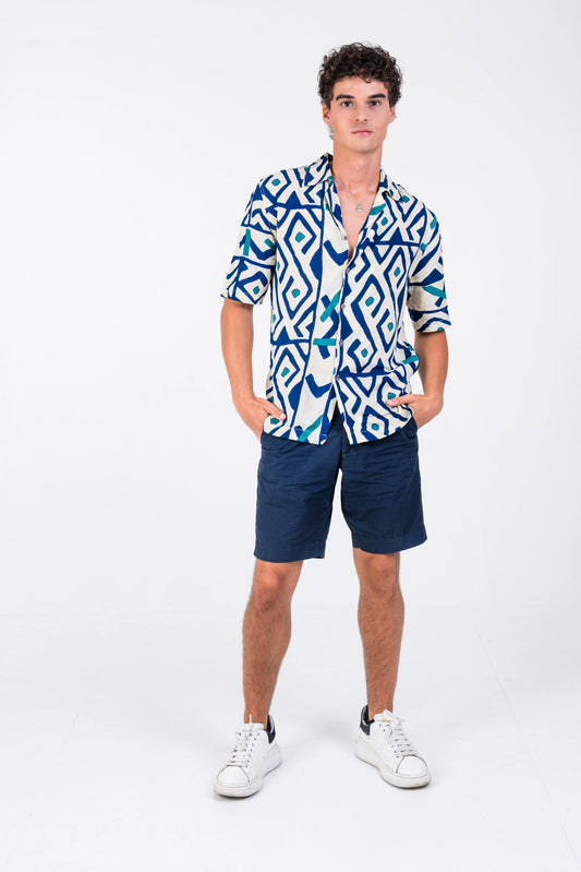 BOHO ALGARROBO – Men's Short-Sleeve Rayon Shirt (Boho Print, S–3XL)
