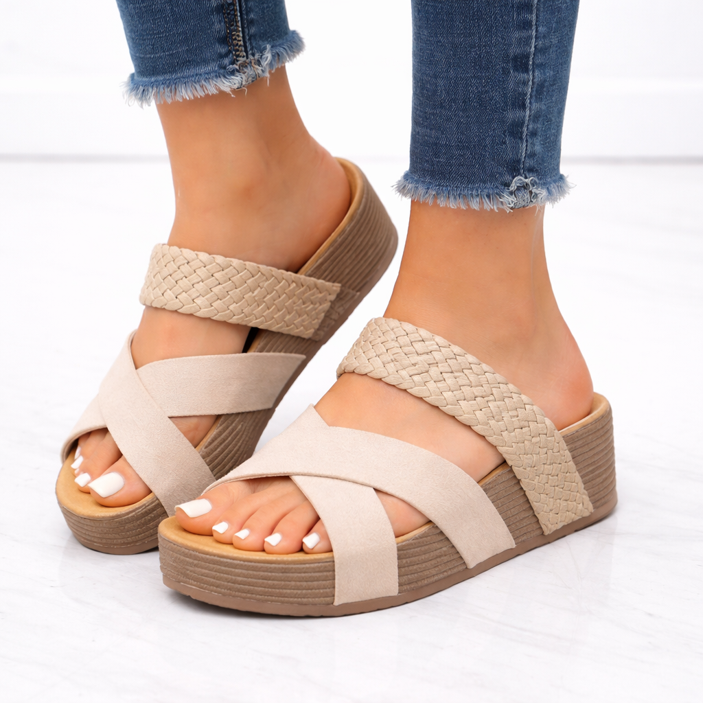 Clara | Mules de Cuña con Tiras Cruzadas para Mujer, Estilo Moderno y Comodidad Diaria 2