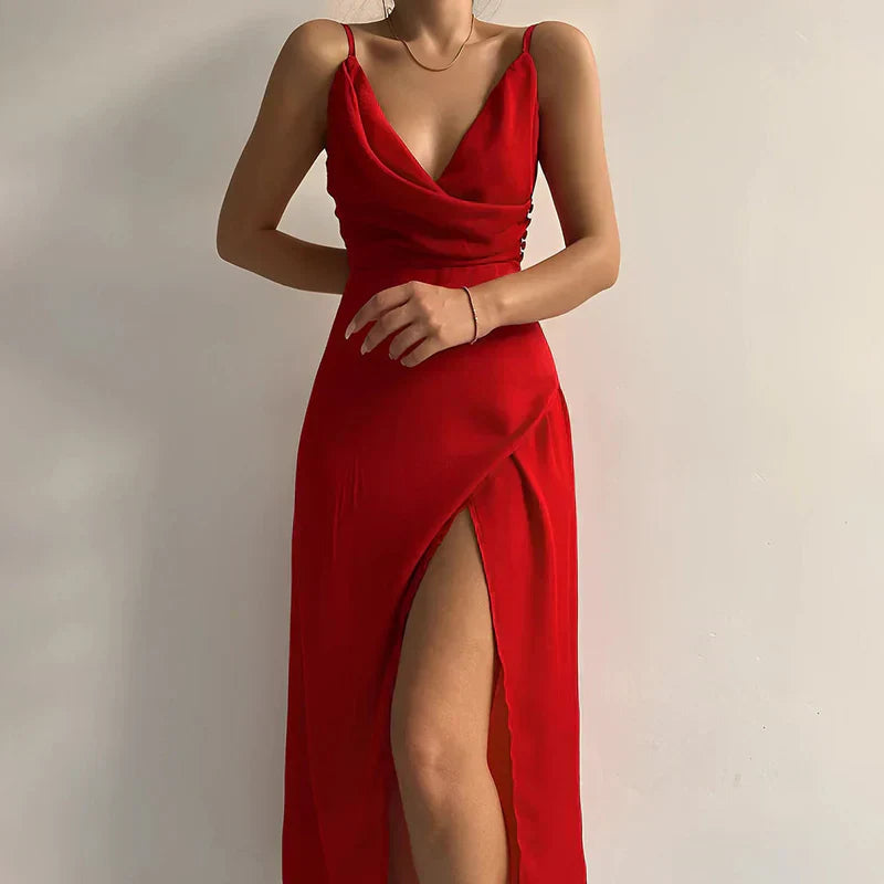 Clara | Vestido de Satén con Abertura para Mujer 4