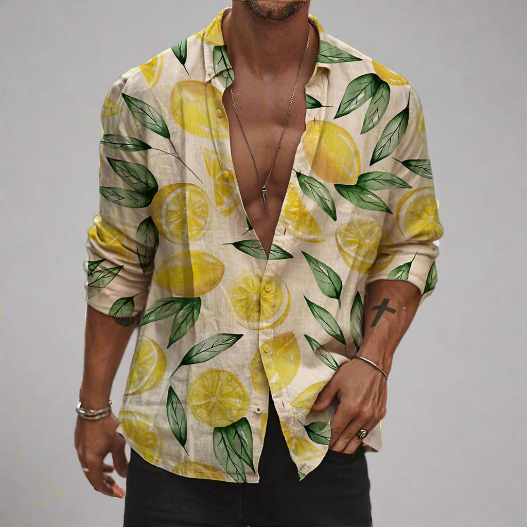 Diego | Polo Casual de Verano para Hombre con Estampado de Limones 0