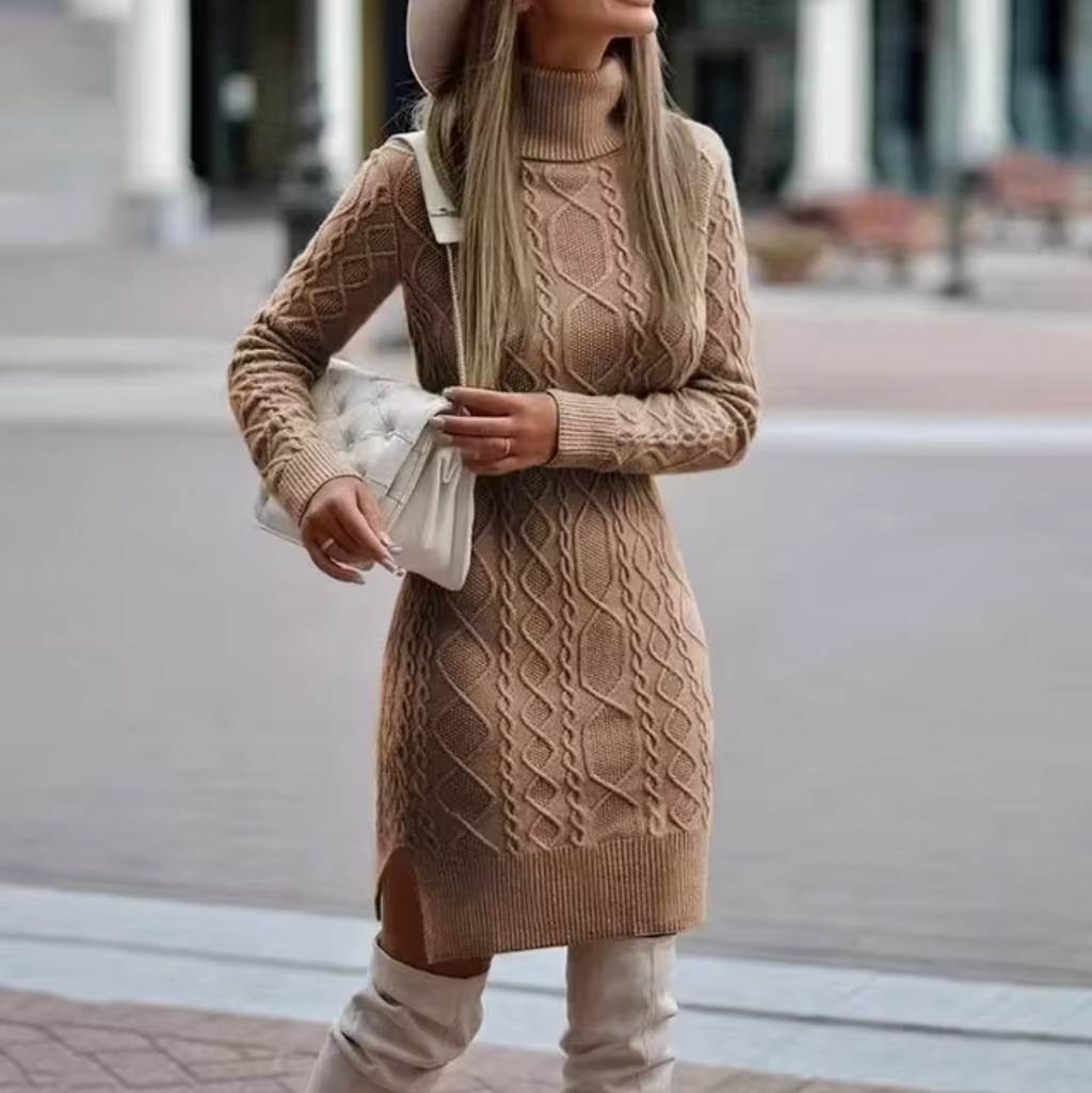 Elena | Vestido de Mujer Elegante de Punto con Cuello Alto | Confort y Estilo para Otoño e Invierno 1