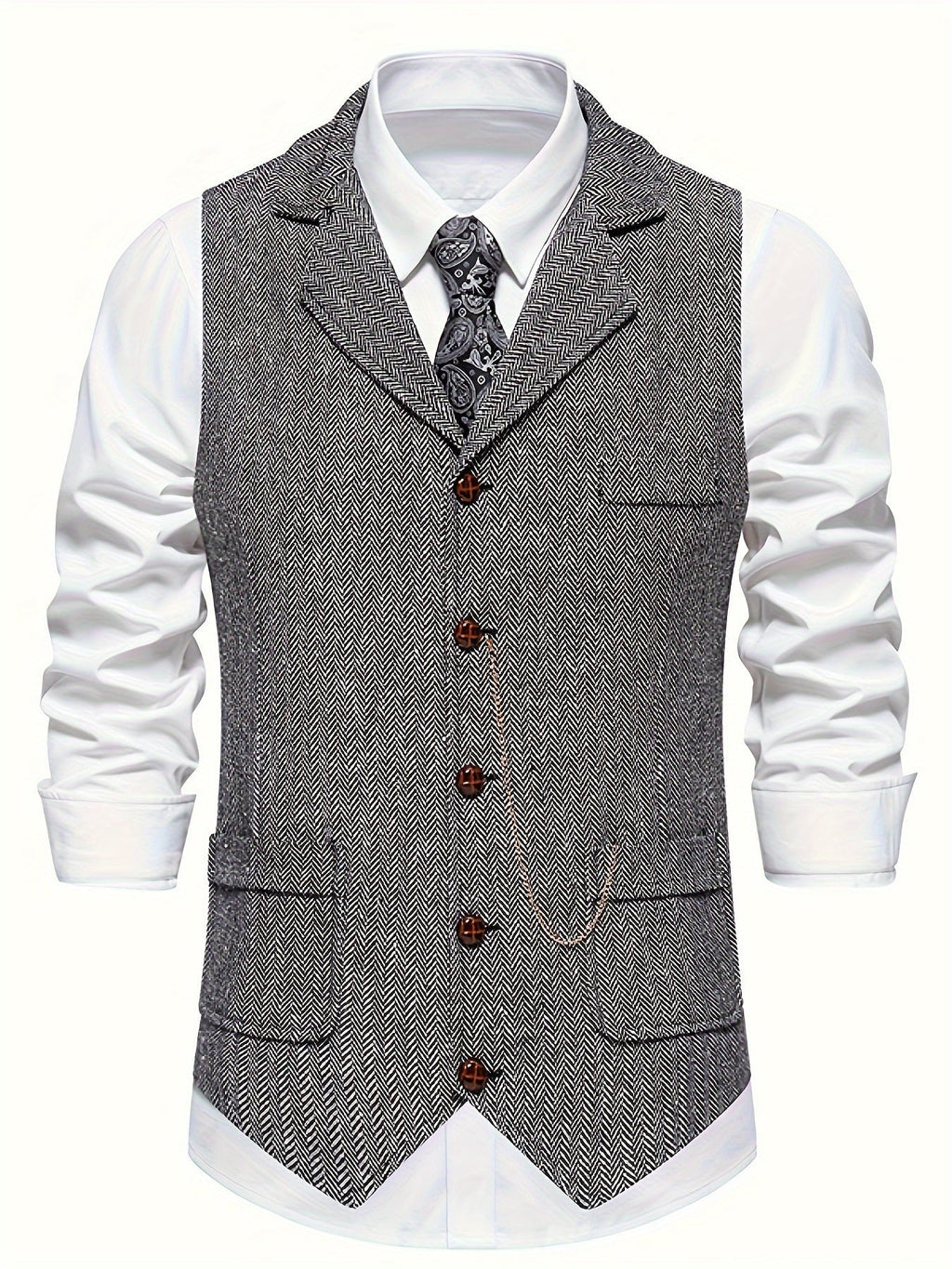 Ethan | Elegante Chaleco Hombre con Diseño de Espiga y Corte Entallado 0