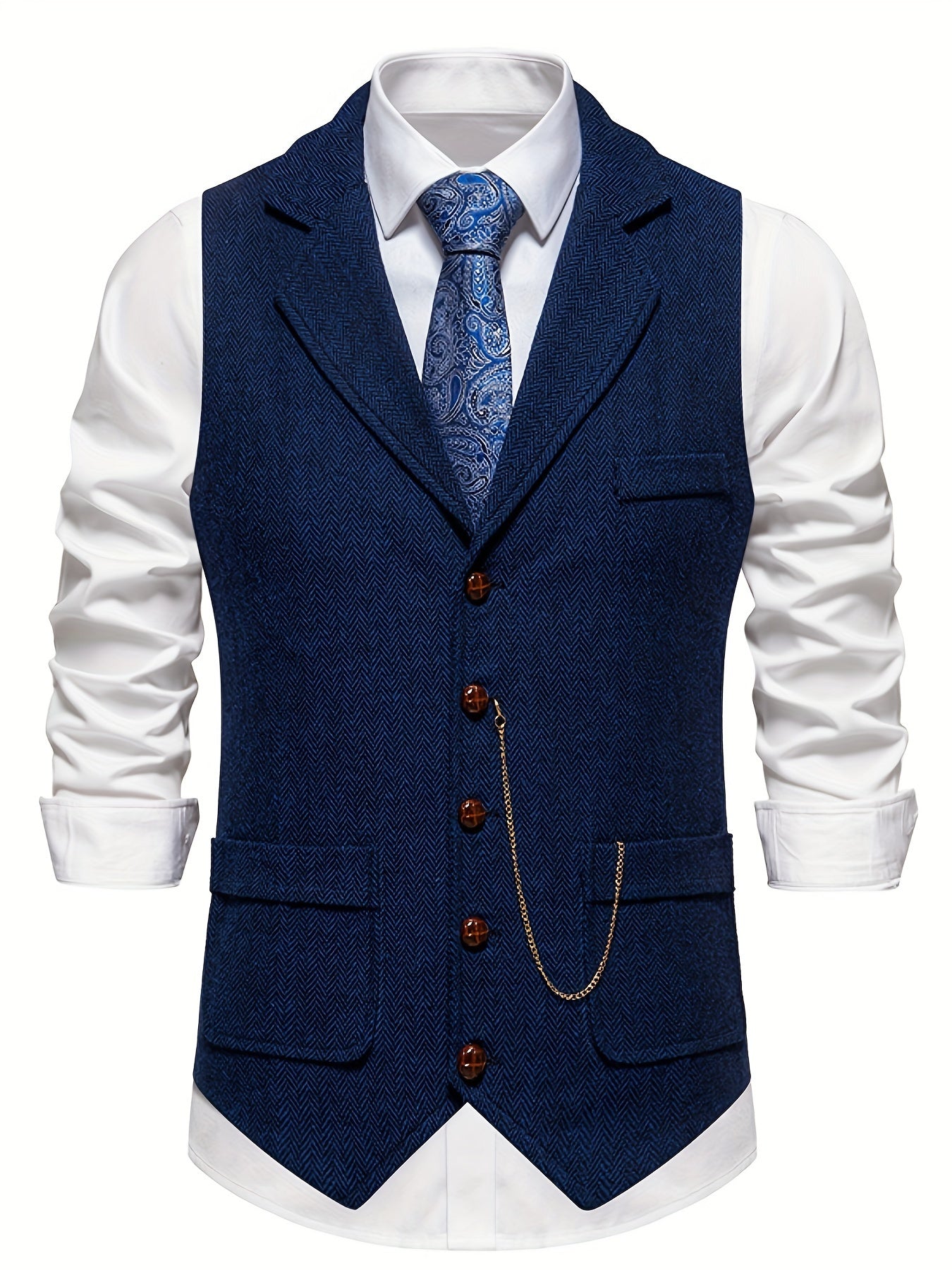 Ethan | Elegante Chaleco Hombre con Diseño de Espiga y Corte Entallado 4