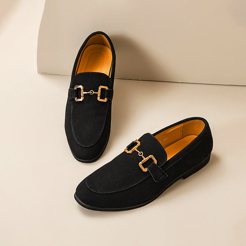 Ethan | Elegantes Mocasines Negros de Piel Sintética con Detalle Metálico 6