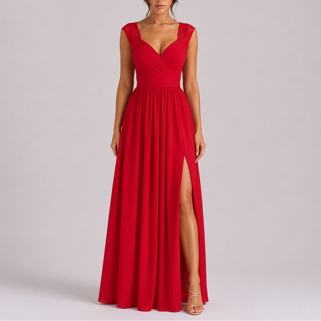 Isabel | Vestido Largo de Noche con Abertura Lateral para Mujer 0
