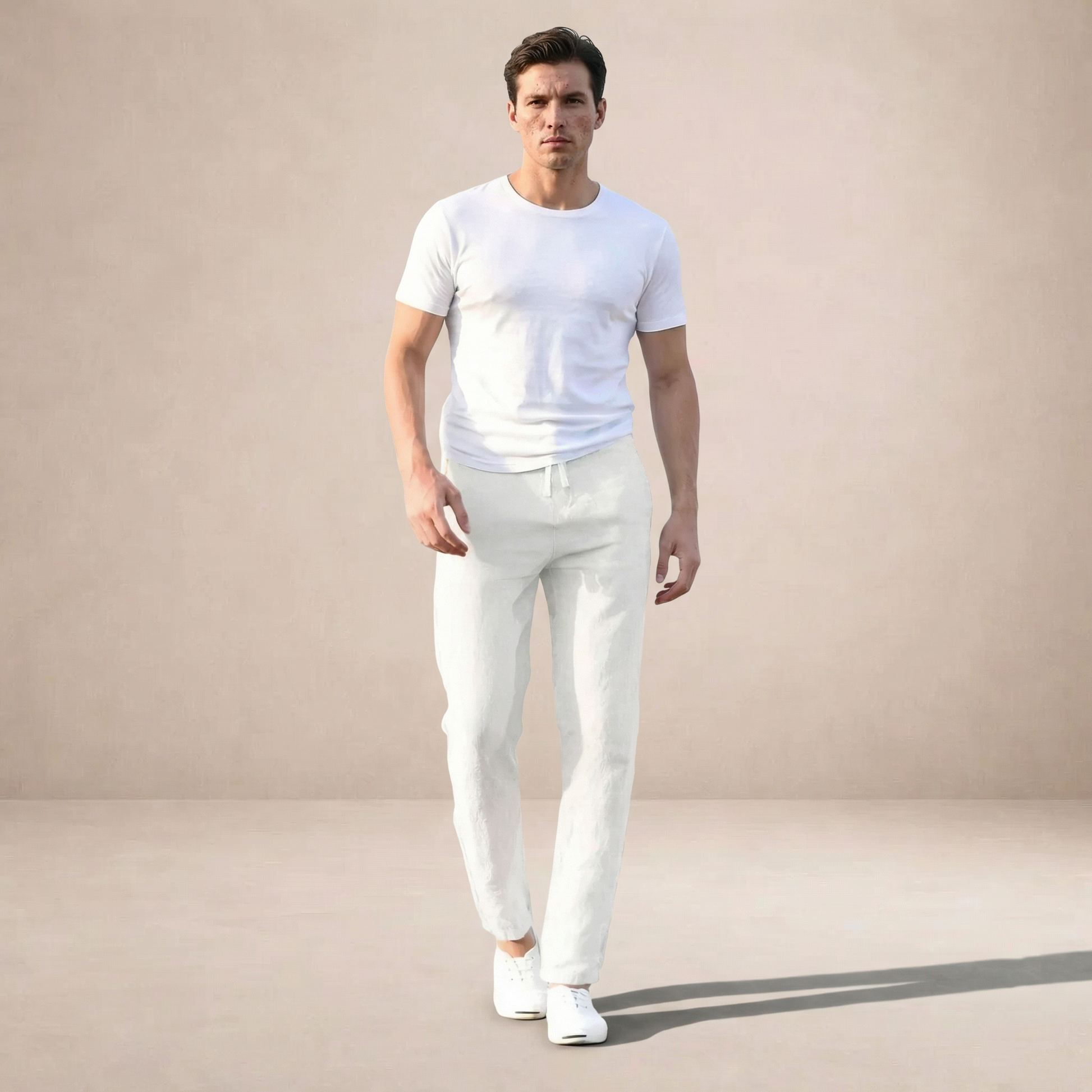 Javier | Pantalones de Lino para Hombre con Corte Recto y Cintura Elástica 4