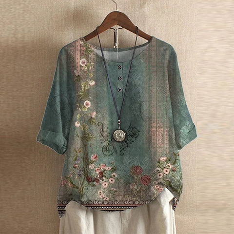 Lucía | Blusa Floral Vintage para Mujer con Ajuste Relajado 0