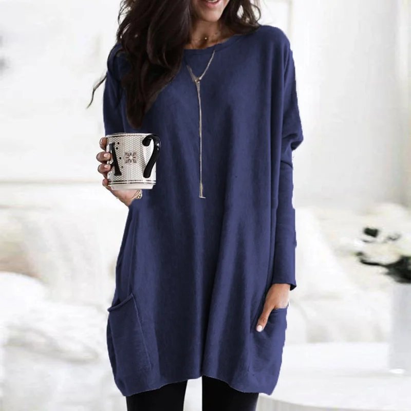 Lucía | Túnica de Manga Larga con Bolsillos para Mujer, Ajuste Extragrande, Estilo Casual 9