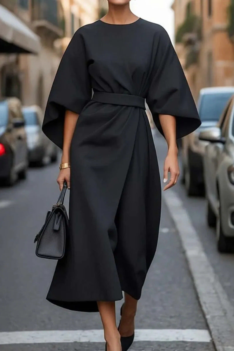 Lucía | Vestido Midi Elegante de Manga Ancha para Mujer 0