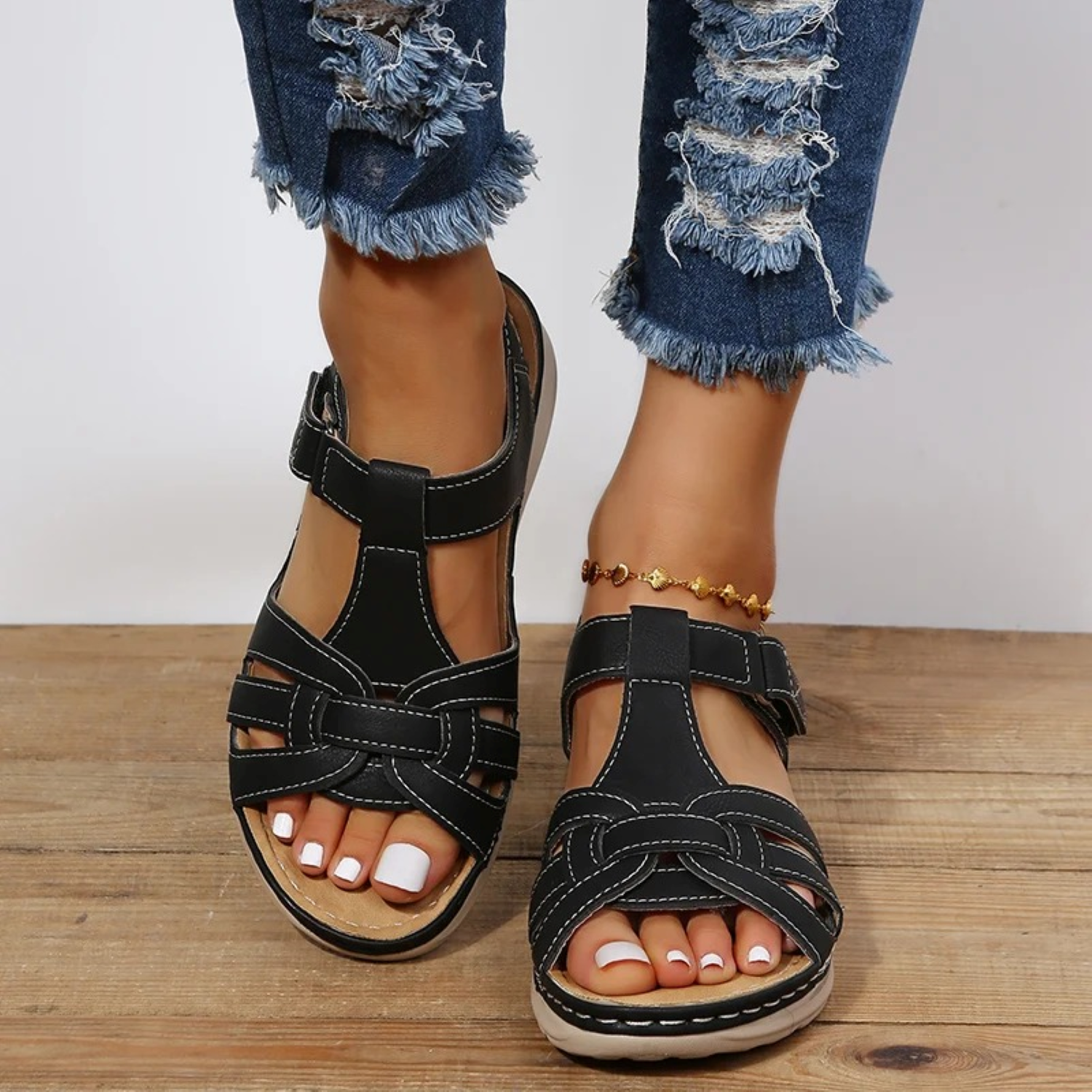 Sofia | Elegantes Sandalias de Ante Bicolor con Tacón Cómodo 3