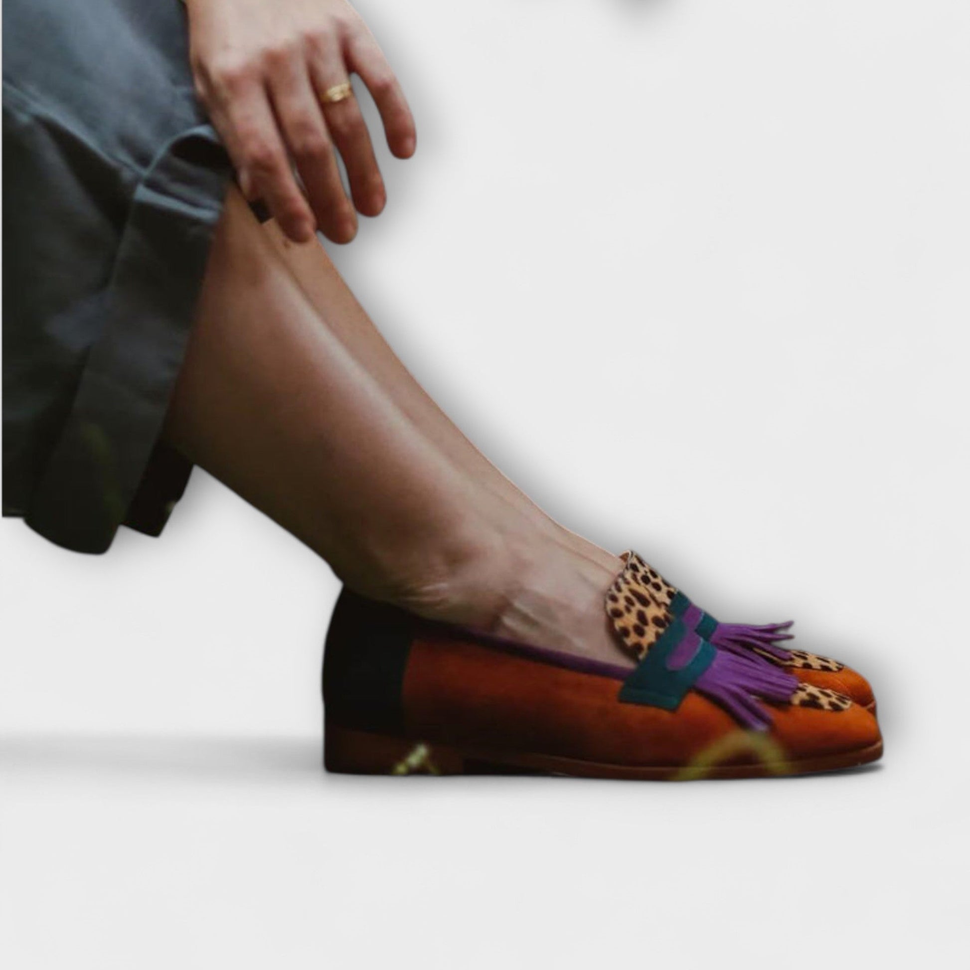 Sofía | Mocasines de Gamuza Sintética con Estampado de Leopardo para Mujer 0