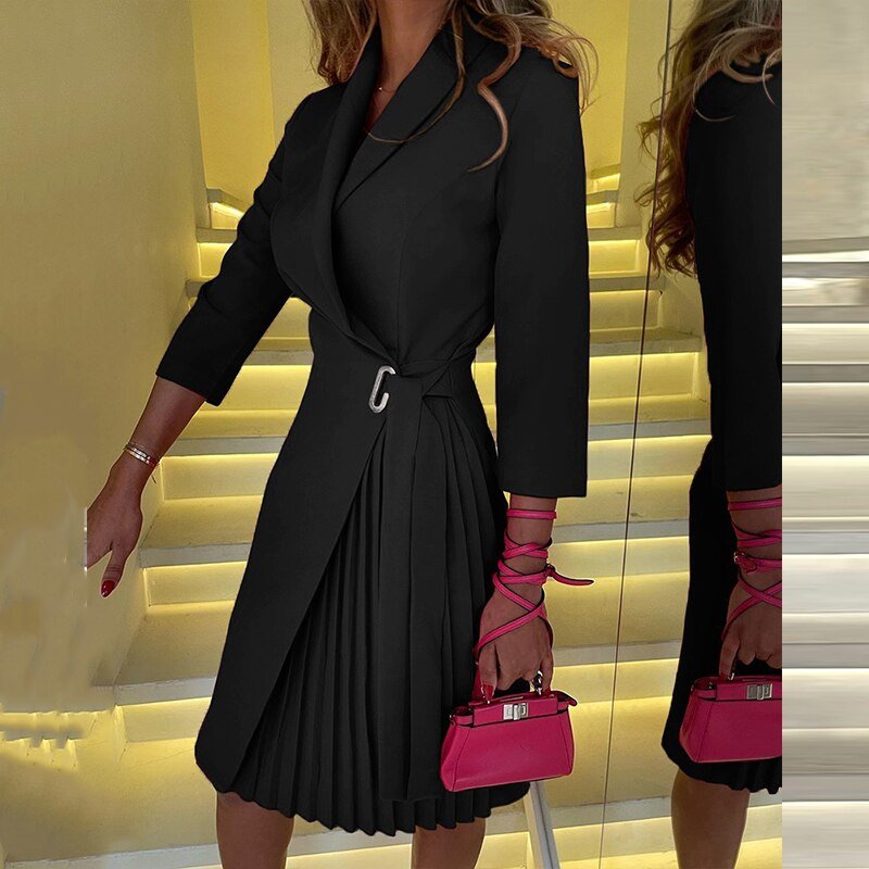 Vestido Blazer Elegante con Doble Botonadura y Corte Entallado para Look Sofisticado 4