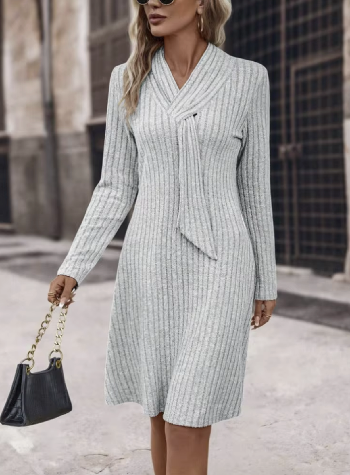 Vestido de Mujer Elegante de Punto con Manga Larga | Prenda Cálida para Otoño e Invierno 2
