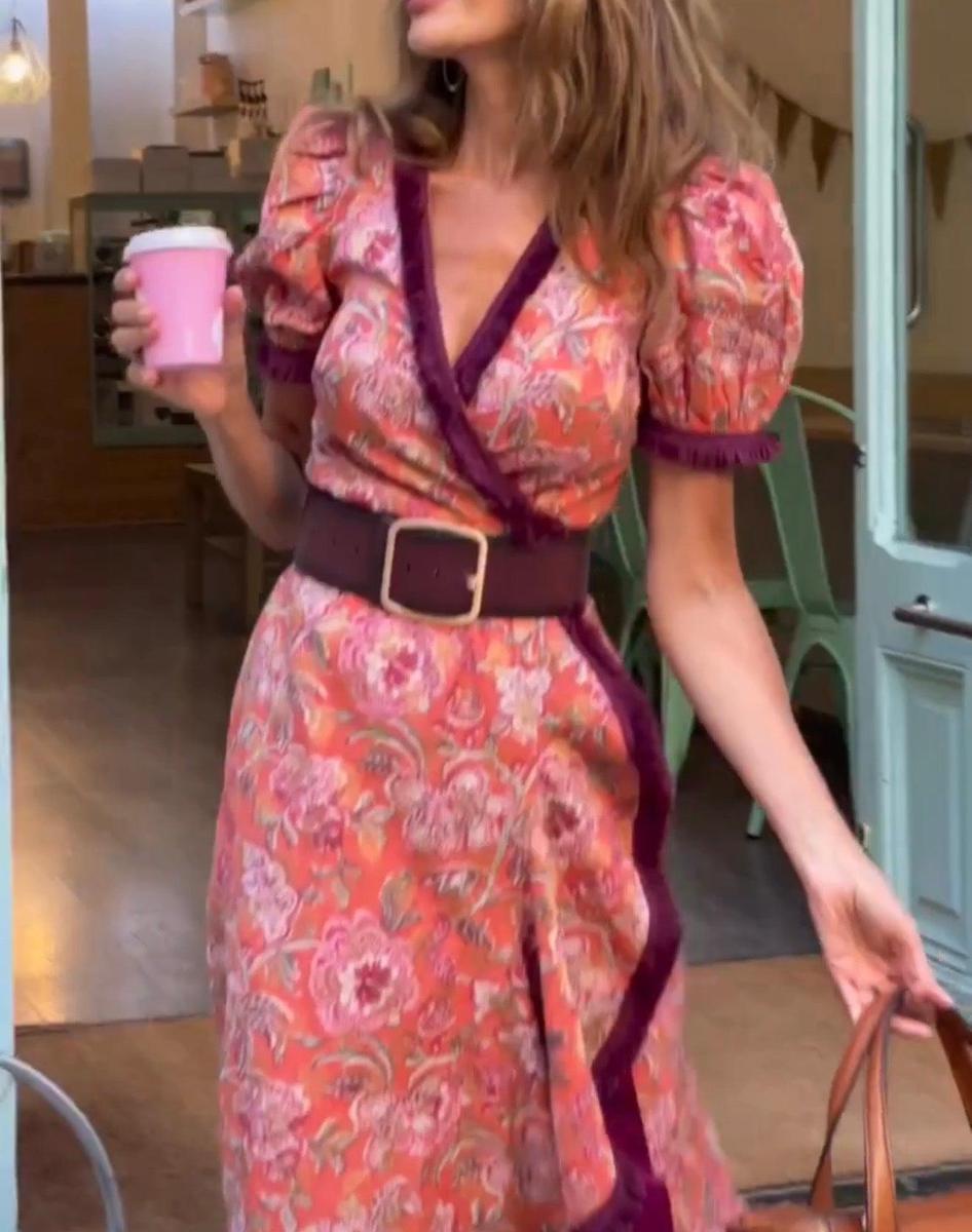 Sofía | Elegante Vestido Cruzado con Mangas Abullonadas para Fiesta - Noa Lagos