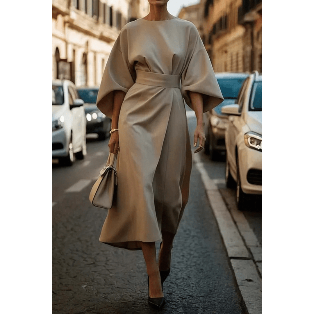 Sofia | Vestido Midi Elegante con Mangas Esculturales - Noa Lagos