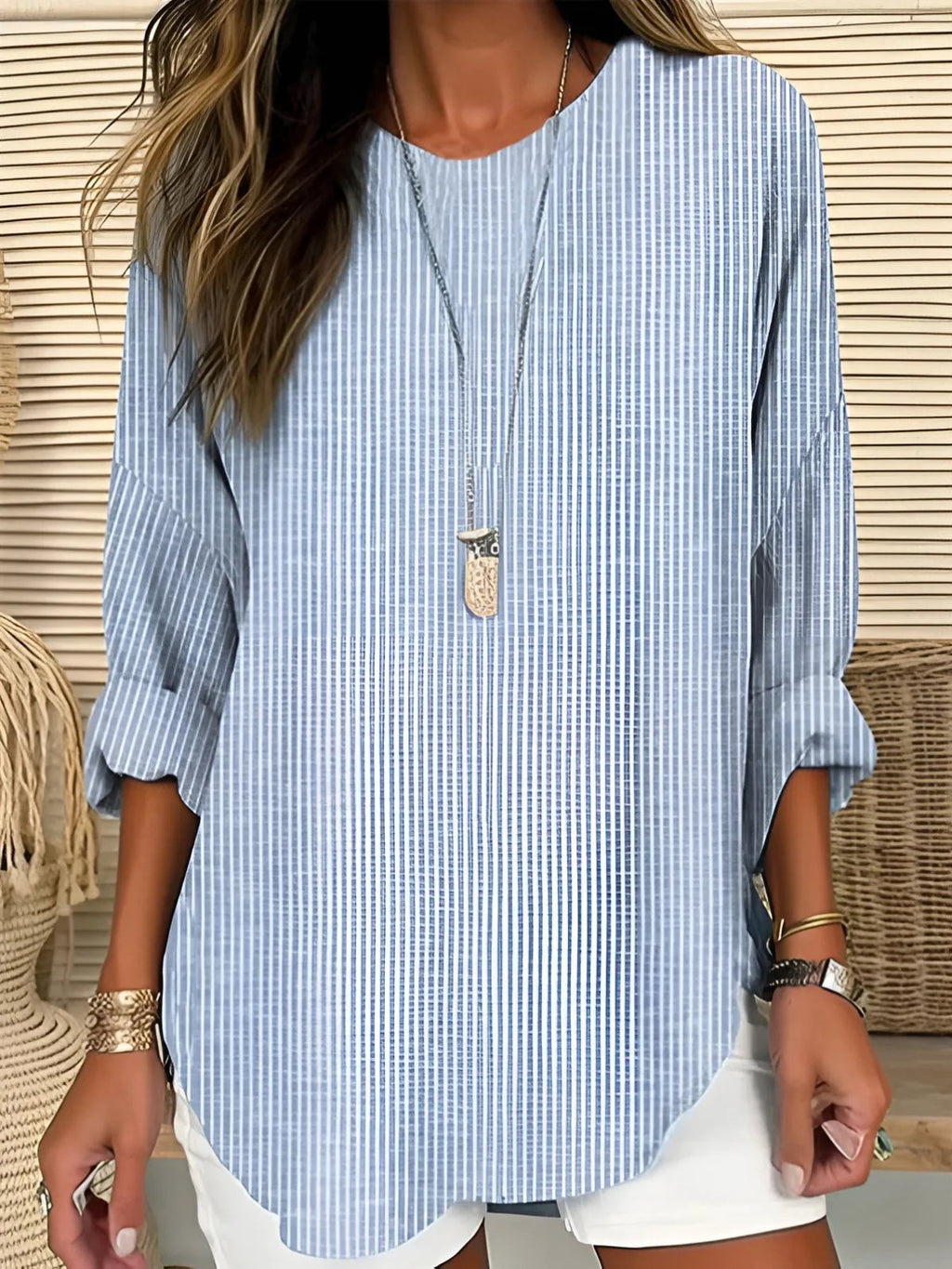 MARINA – Blusa de rayas de manga larga para mujer