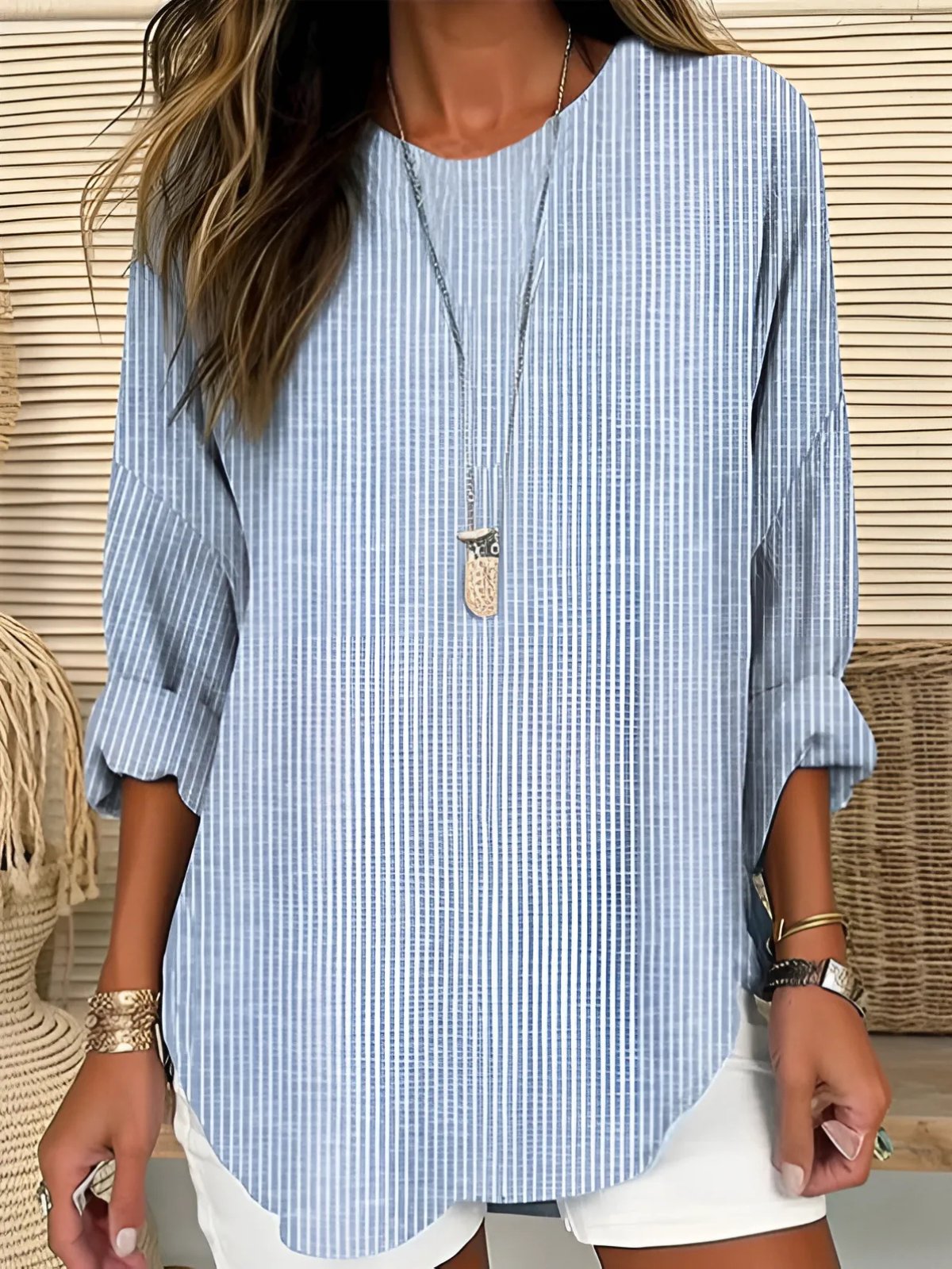 MARINA – Blusa de rayas de manga larga para mujer